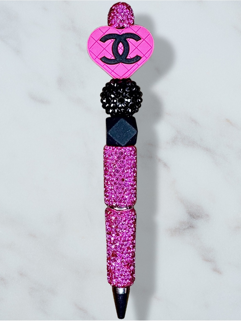 Fashion CC Hot Pink & Black Rhinestone Twist Pen